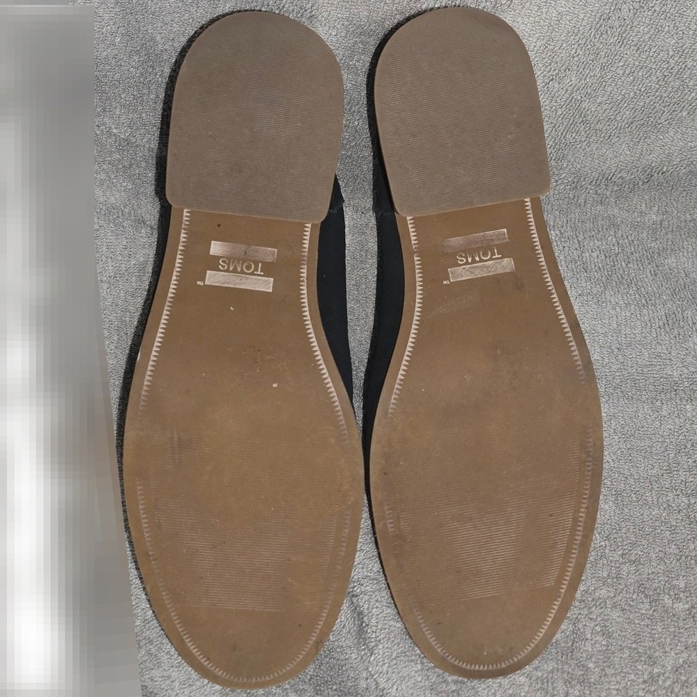 TOMS Kelsey Black Suede Block Heel Mules Round Toe Slip On Clogs Women Shoes 11 - Picture 5 of 9